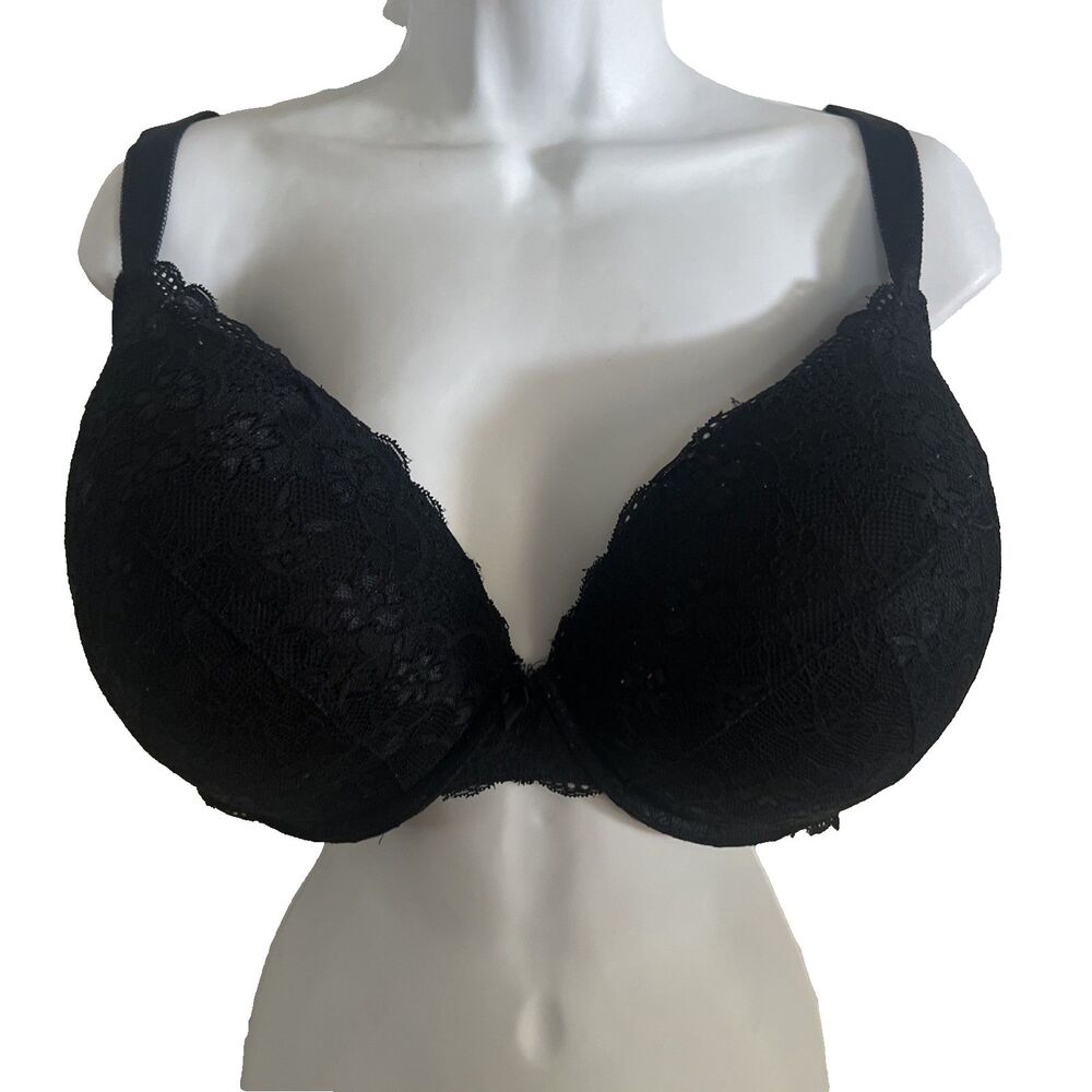 Torrid Bra Womens Size 40H Black Floral Lace Overlay Underwire Padded Push Up